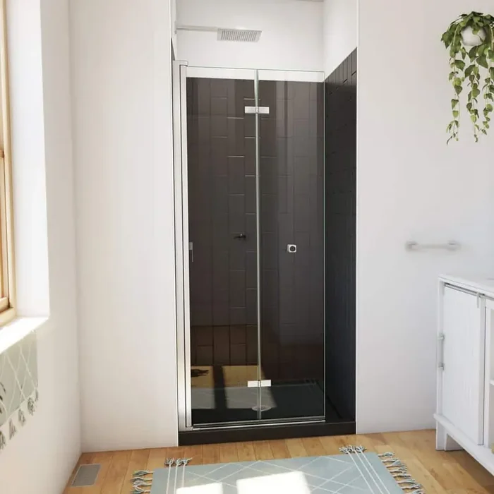32 in. L x 32 in. W x 76-3/4 in. H Center Drain Alcove Shower Stall Kit in Brushed Nickel