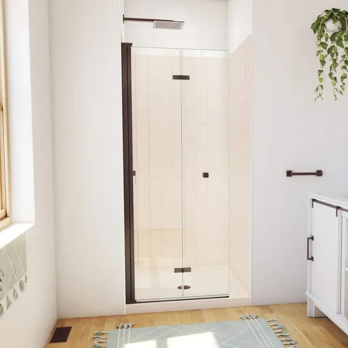 32 in. L x 32 in. W x 76-3/4 in. H Center Drain Alcove Shower Stall Kit in Oil Rubbed Bronze