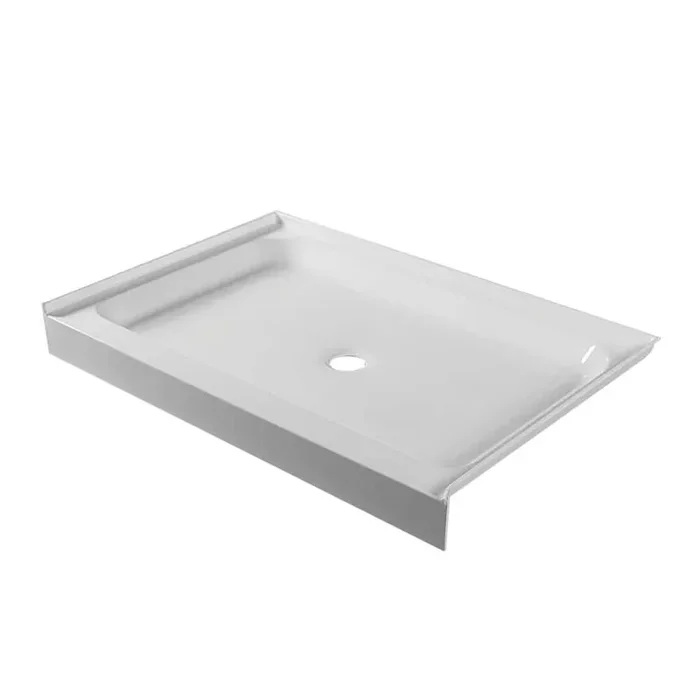 32 in. L x 42 in. W Alcove Threshold Shower Pan Base with center drain in white
