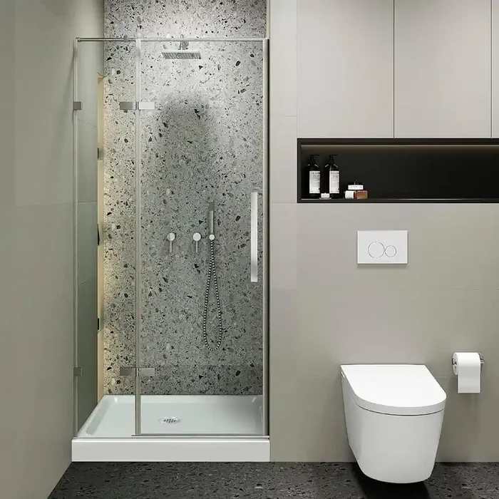 32 in. W x 74 in. H Hinged Frameless Shower Door with Shower Base in Polished Chrome Finish with Clear Glass