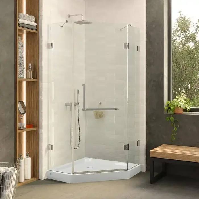 34 in. W x 34 in. D x 74 in. H Neo Angle Pivot Frameless Corner Shower Enclosure in Polished Chrome Finish