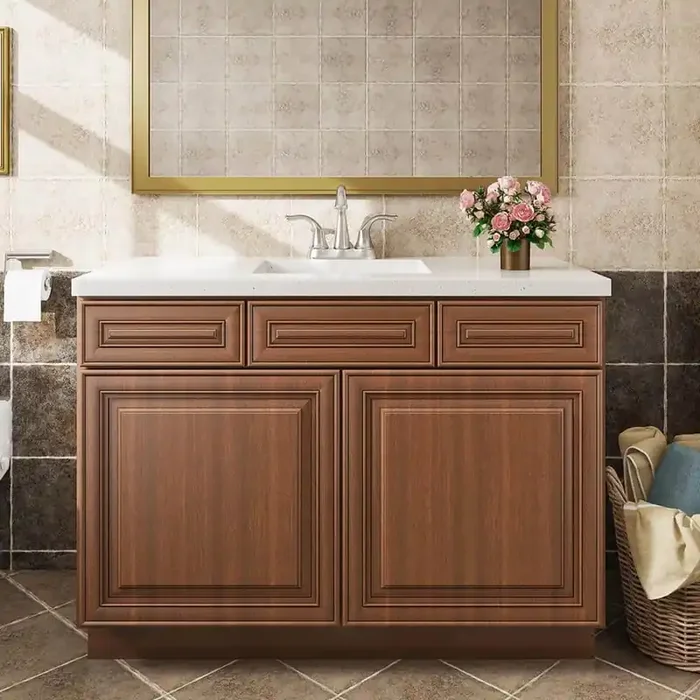 36 in. W x 21 in. D x 34.5 in. H in Cameo Scotch Plywood Ready to Assemble Floor Vanity Sink Base Kitchen Cabinet