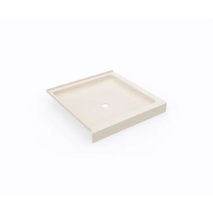 36 in. x 36 in. Solid Surface Double-Threshold Center-Drain Shower Floor in Tahiti White