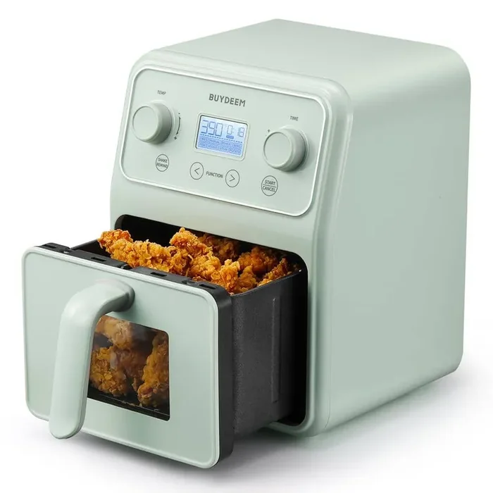 4.2 Qt. Stainless Steel Countertop Air Fryer in Cozy Greenish One-touch Control with LCD Display