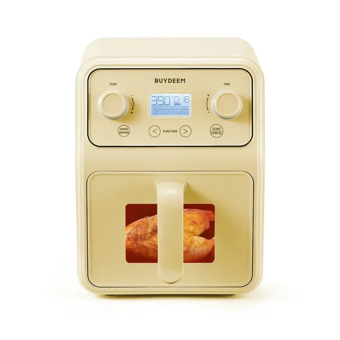 4.2 Qt. Stainless Steel Countertop Air Fryer in Mellow Yellow One-Touch Control with LCD Display