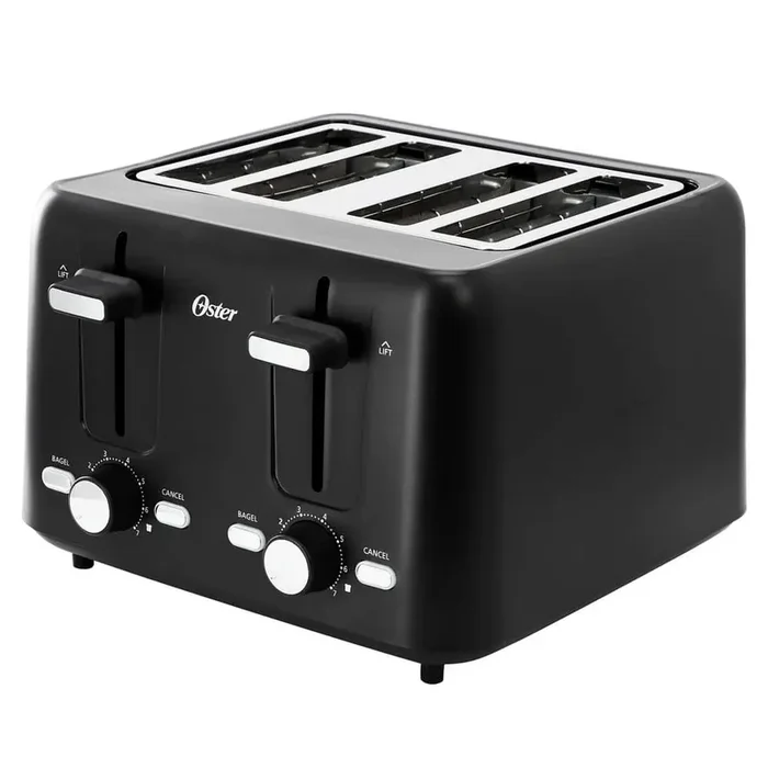 4 Slice Extra Wide Slot Countertop Toaster with Custom Bagel and Reheat Settings in Black