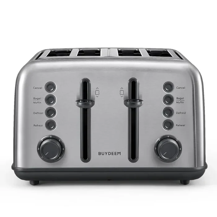 4-Slice Toaster, Extra Wide Slots, Retro Stainless Steel with High Lift Lever, Removal Crumb Tray, 7-Shade Settings
