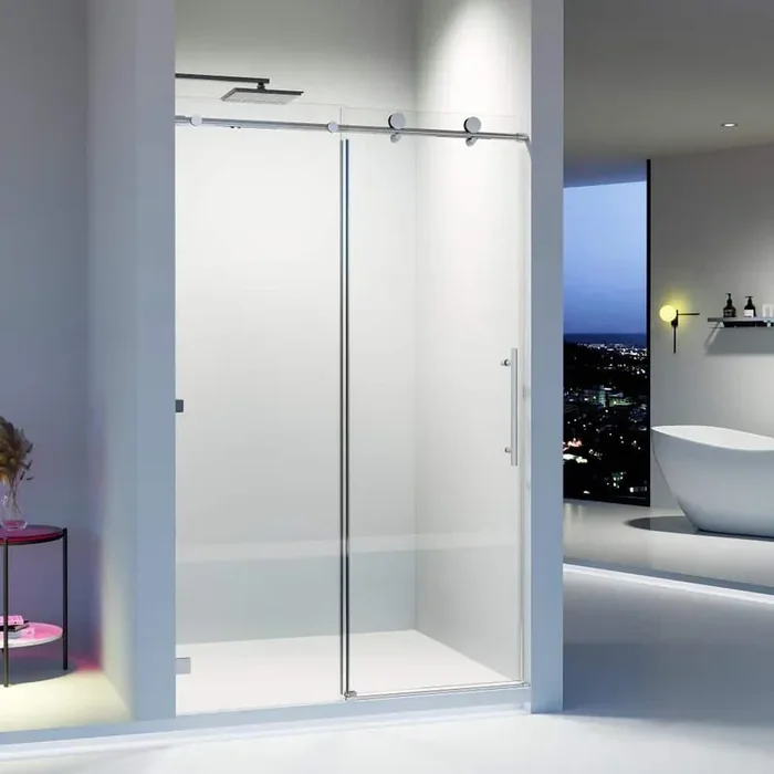 46-48 in. W x 76 in. H Frameless Sliding Shower Door in Chrome w/ 5/16 in. Clear Tempered Glass Stainless Steel Hardware