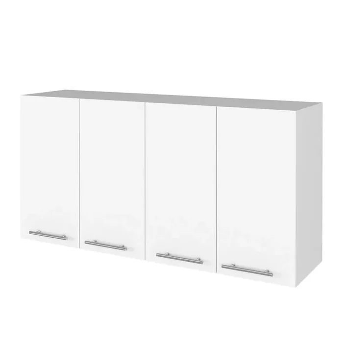 47.2 in. W x 13.18 in. D x 23.6 in. H White Ready to Assemble Wall Mounted Upper Kitchen Cabinet w/ 4-Doors & Shelves