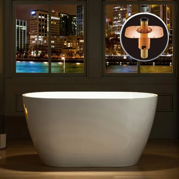 48 in. L X 26 in. W Acrylic Soaking Bathtub in White with Oil Rubbed Bronze Center Drain