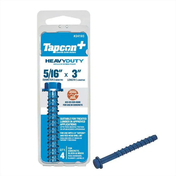 5/16 in. x 3 in. Steel Hex-Washer-Head Indoor/Outdoor Large Diameter Concrete Anchors (4-Piece)