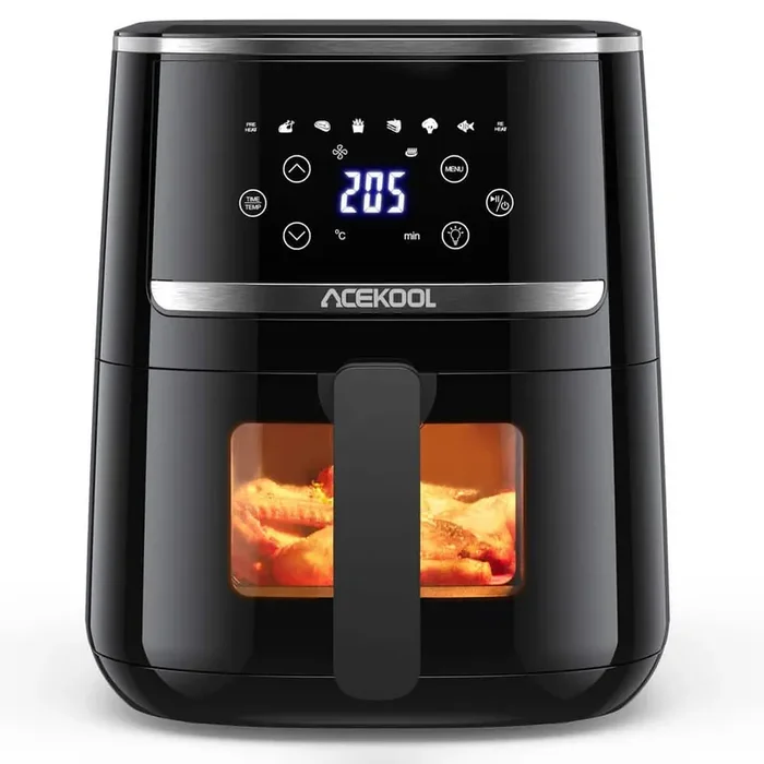 5 qt. Black Air Fryer with Visible Window and Digital Touch Screen, 1500W