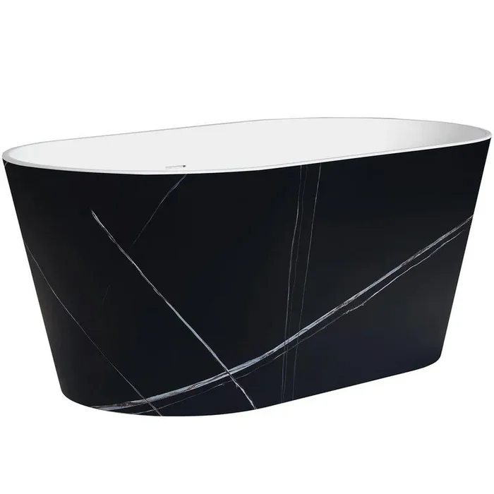 53.9 in. Fiberglass Flat-bottom Double Ended Non-Whirlpool Bathtub in Black Patterns