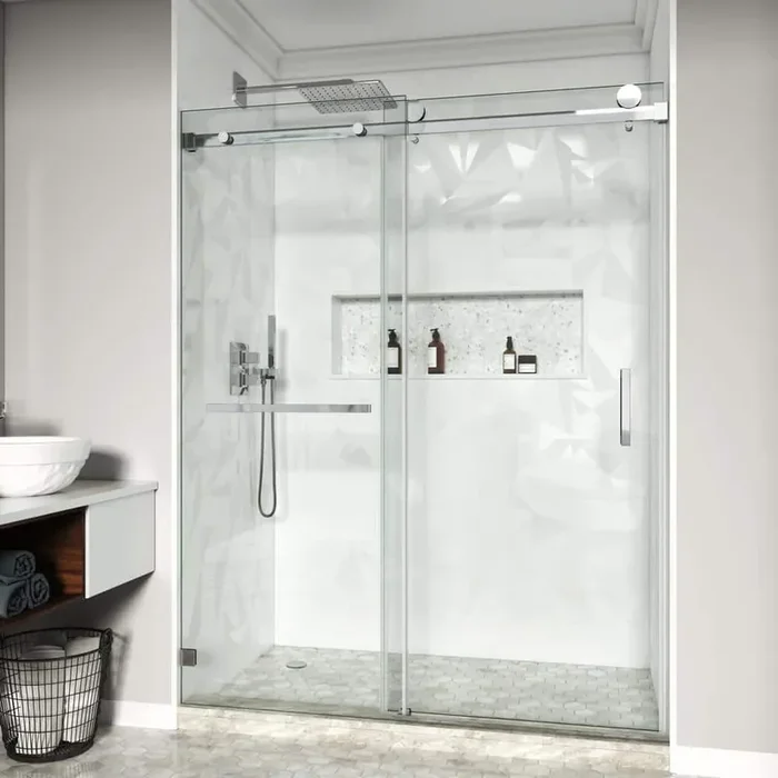 56-60.5 in. W x 72 in. H Single Sliding Frameless Shower Door in Chrome with 3/8 in. Clear Tempered Glass