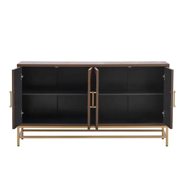 59.8 in. Wood Pantry Organizer with Adjustable Shelves, Metal Handles and Legs in Espresso