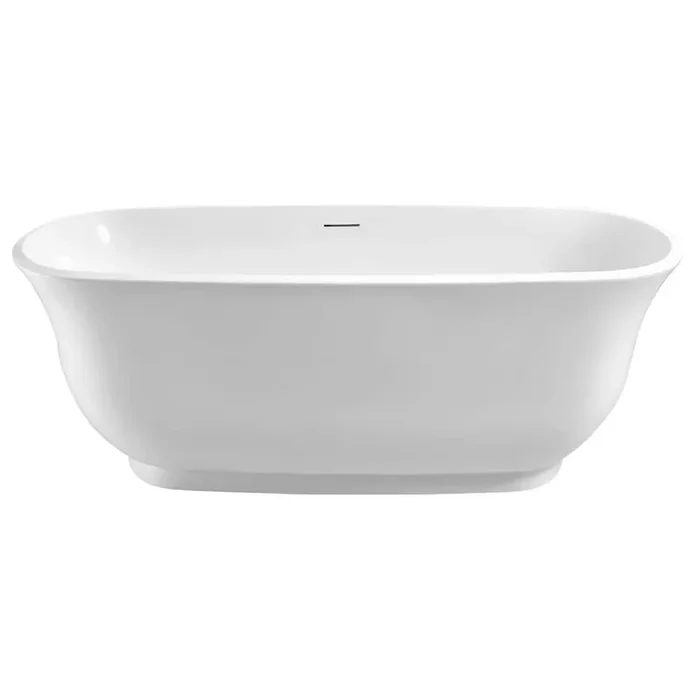 59 in. Acrylic Flatbottom Non-Whirlpool Bathtub in Glossy White with Glossy White Drain