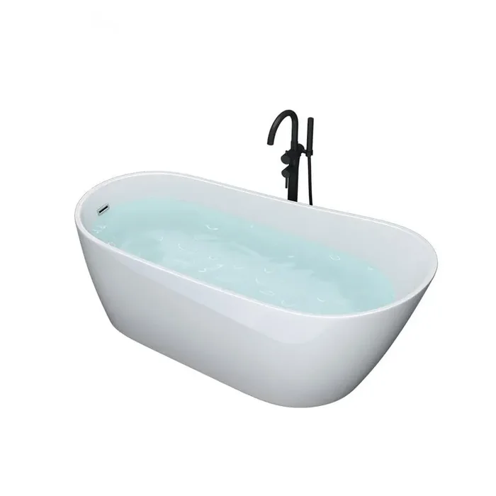 59 in. Acrylic Slipper Flatbottom Non-Whirlpool Reversible Drain Bathtub in White