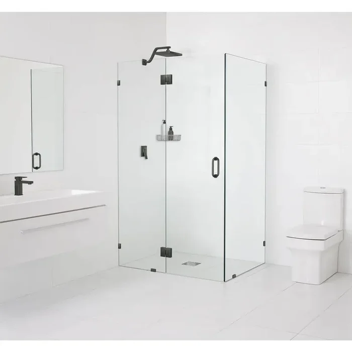 59 in. W x 42 in. D x 78 in. H Pivot Frameless Corner Shower Enclosure in Oil Rubbed Bronze Finish with Clear Glass