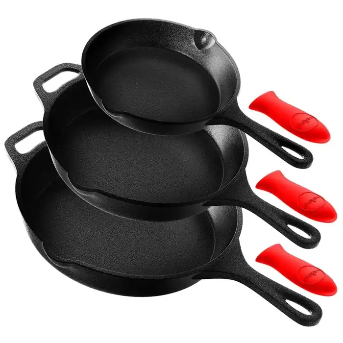 6-Piece Cast Iron Nonstick Skillet Set in Black