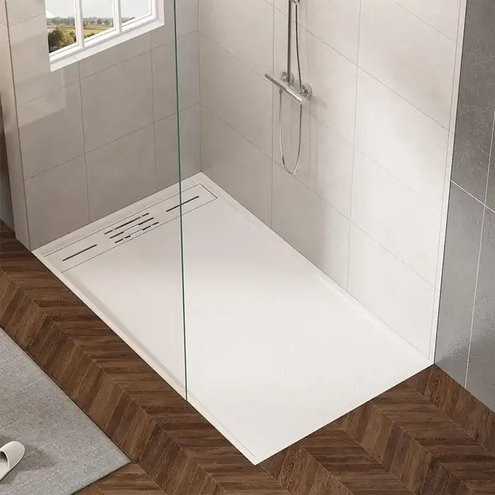 60 in.Lx32 in.Wx1. 25 in.H Alcove Shower Pan Base with Stain, less Steel Drain, Low Profile, Wheelchair Accessible White