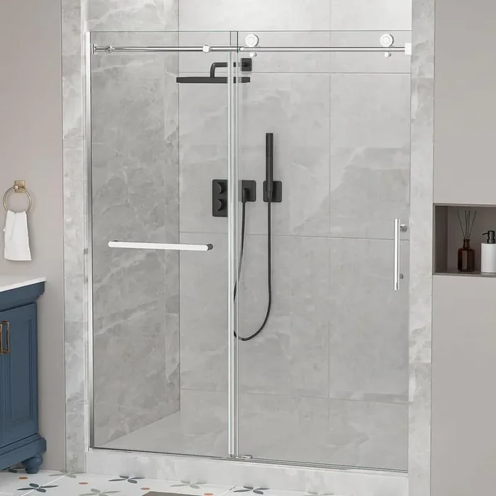 60 in. W x 75 in. H Sliding Framed Shower Door in Chrome With 5/16 in. (8 mm) Clear Glass