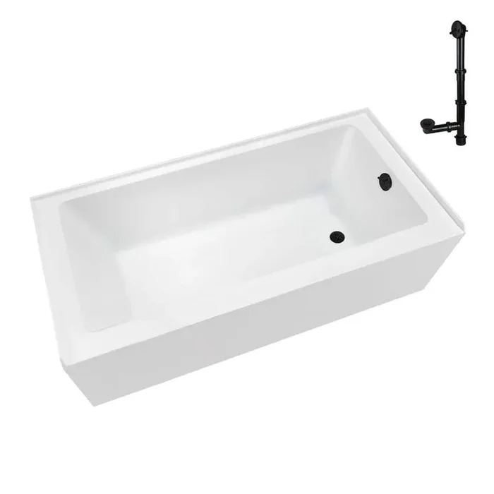 60 in.x 32 in. Soaking Acrylic Alcove Bathtub with Right Drain in Glossy White External Drain in Matte Oil Rubbed Bronze