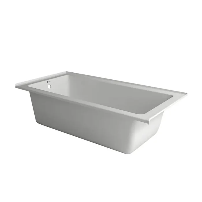 66 in. x 32 in. Acrylic Rectangular Soaking Drop-In Bathtub with Left Hand Drain in White Brass Trip Lever Included