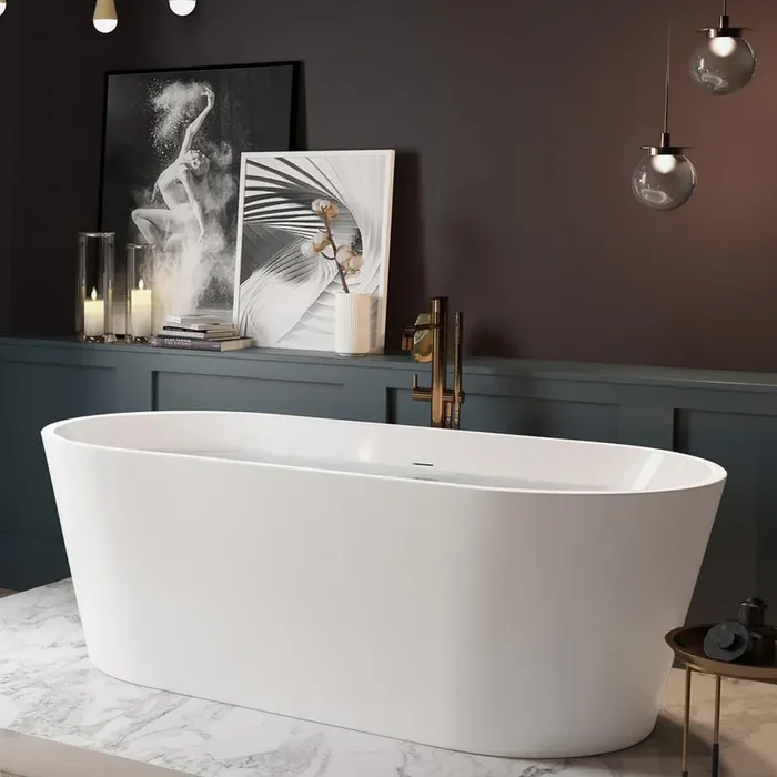 67 in. Fiberglass Double Ended Flatbottom Non-Whirlpool Bathtub In Glossy White