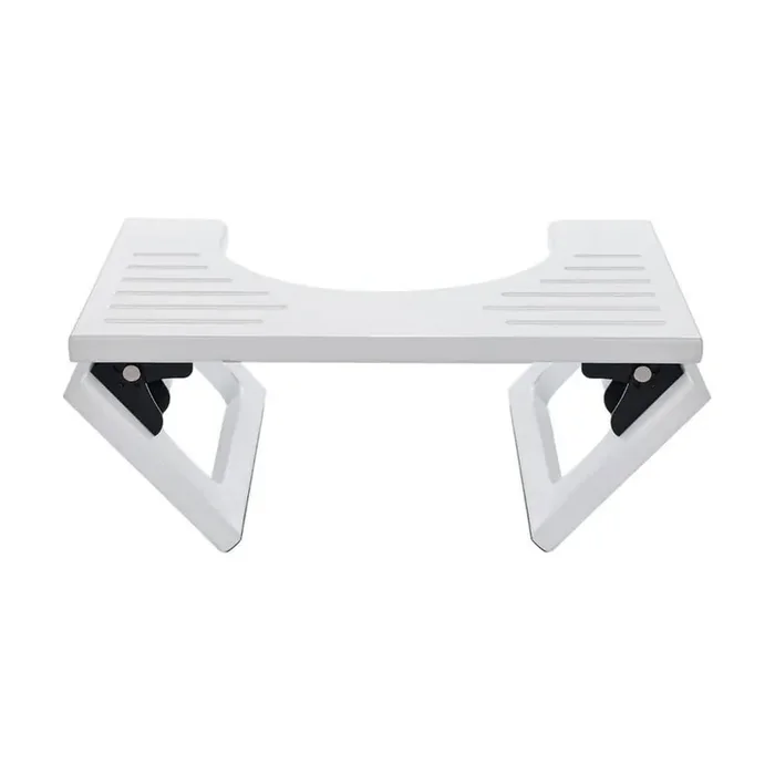 7 in. White Bamboo Toilet Stool Squat, Collapsible Poop Stool for Bathroom, Potty Step Stool with Non-Slip Strip
