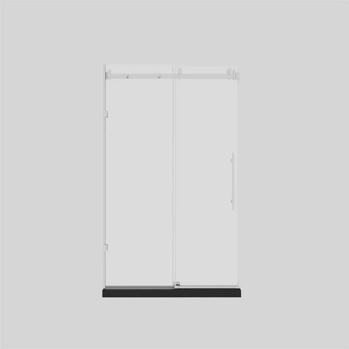 72 in. W x 76 in. H Sliding Frameless Shower Door in Brushed Nickel Finish with 3/8 in. Clear Tempered Glass