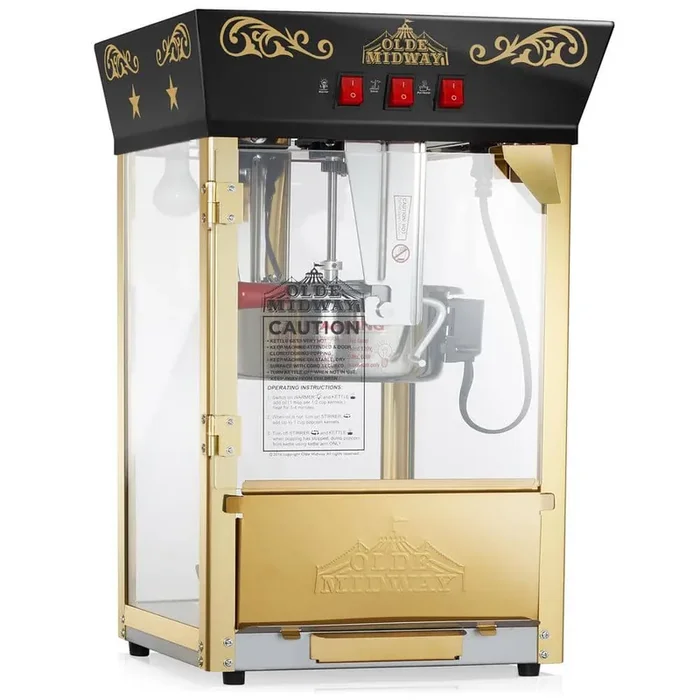 850 W 10 oz. Black Movie Theater-Style Countertop Popcorn Machine