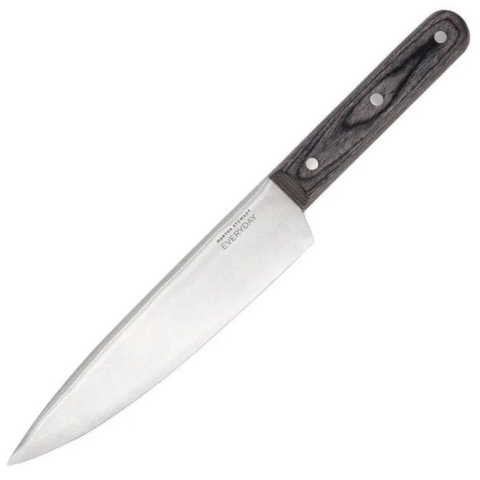 8in. Stainless Steel Full Tang Chef‘s Knife in Dark Gray with Wood Handle