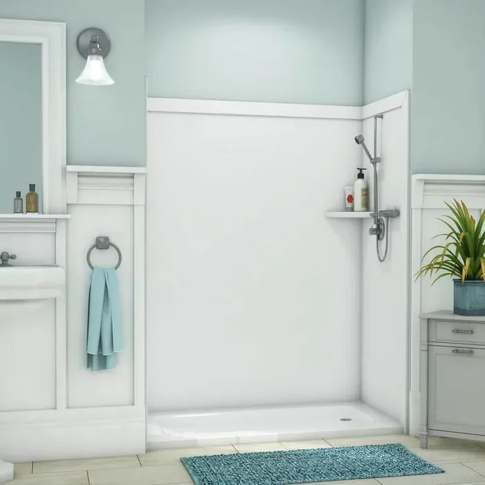 Adaptable 60 in. x 60 in. x 80 in. 9-Piece Easy Up Adhesive Alcove Shower Surround in White