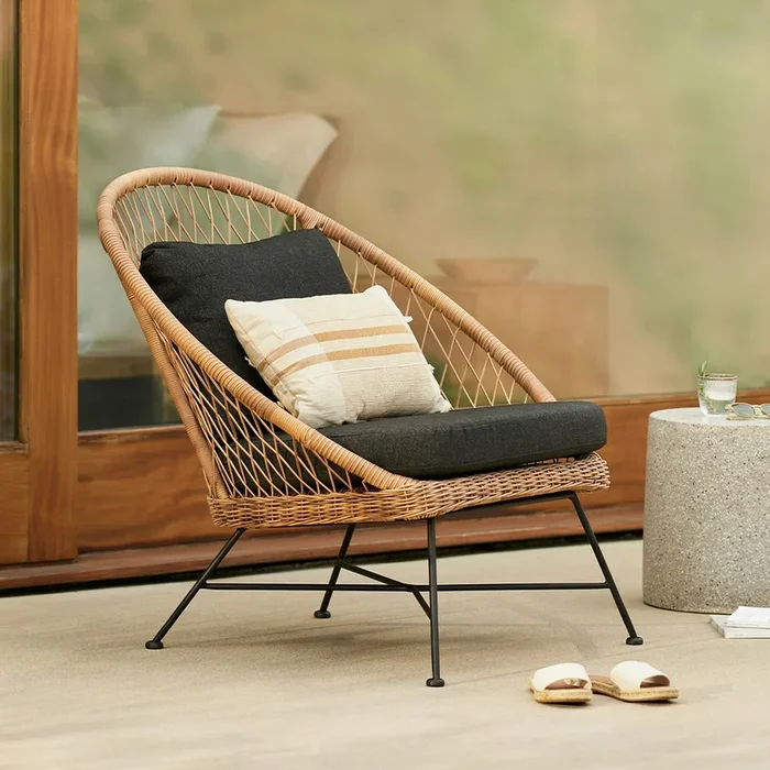 Aeri 37″ Outdoor Lounge Chair – Slate Gray