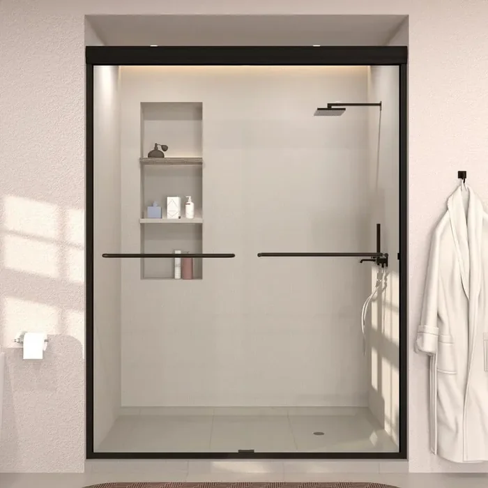 Aether 60 in. W x 72 in. H Sliding Framed Classic Style Shower Door in Matte Black