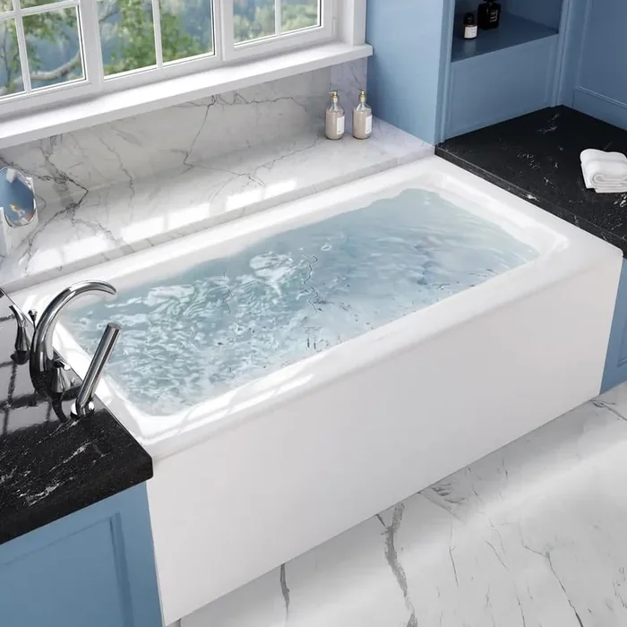 Amber Series 60 in. x 32 in. Rectangular Whirlpool Bathtub with Left Side Drain and V-Style Back Jets in Glossy White