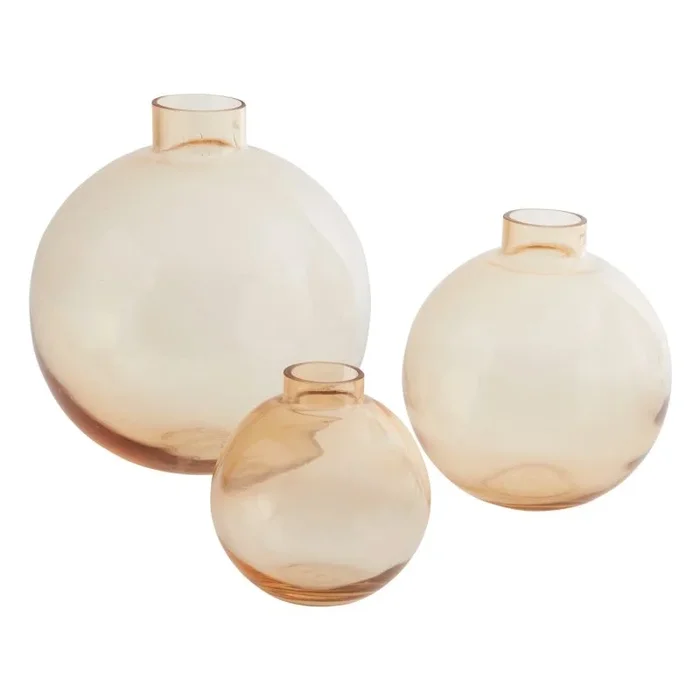 Amber Tint Glass Large Round Belly Vase – 3 Options Available