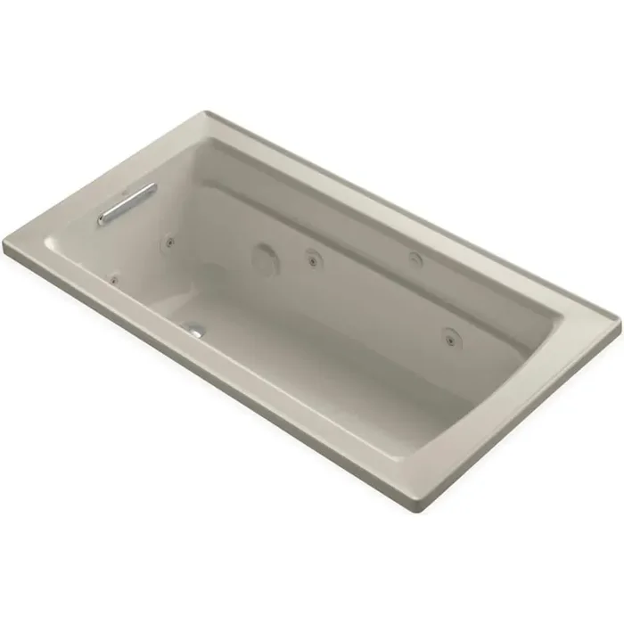 Archer 5 ft. Acrylic Rectangular Drop-in Whirlpool Bathtub in Sandbar