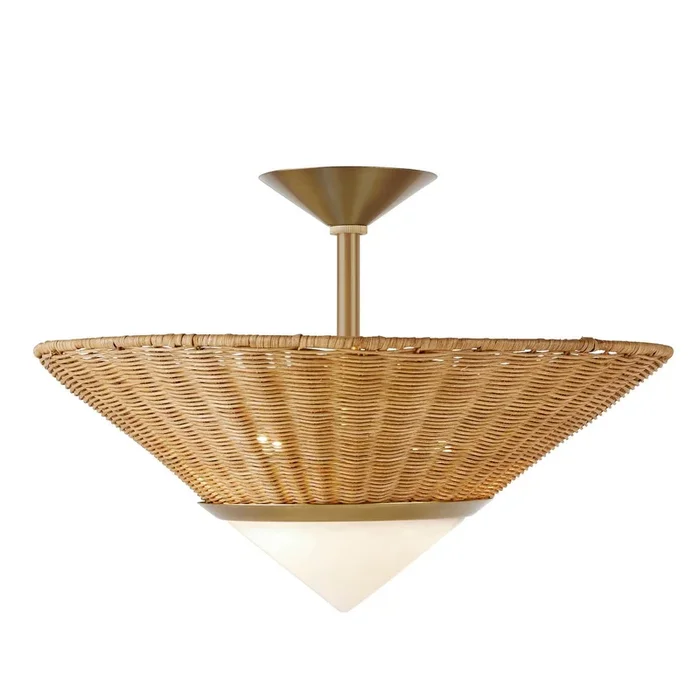 Arteriors – DFC13 – Three Light Flush Mount – Calista – Natural/White/Antique Brass – DFC13