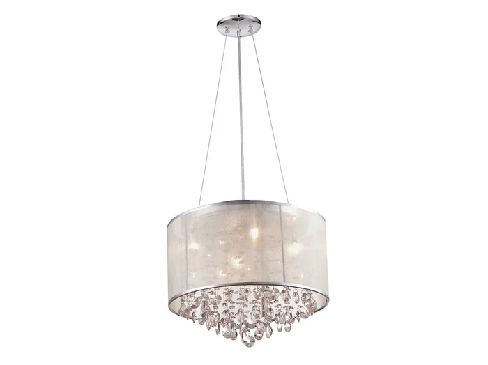 Avenue Lighting – HF1504-SLV – Four Light Dual Mount/Flush & Hanging – Riverside Dr. – Silver Organza Silk