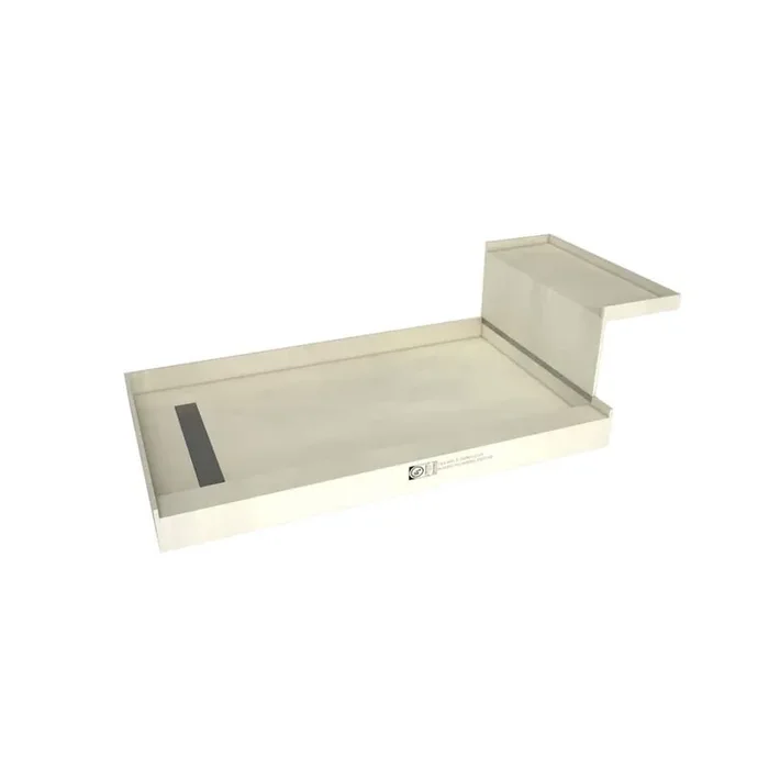 Base‘N Bench 30 in. x 60 in. Single Threshold Shower Base and Bench Kit with Left Drain and Solid Brushed Nickel Grate