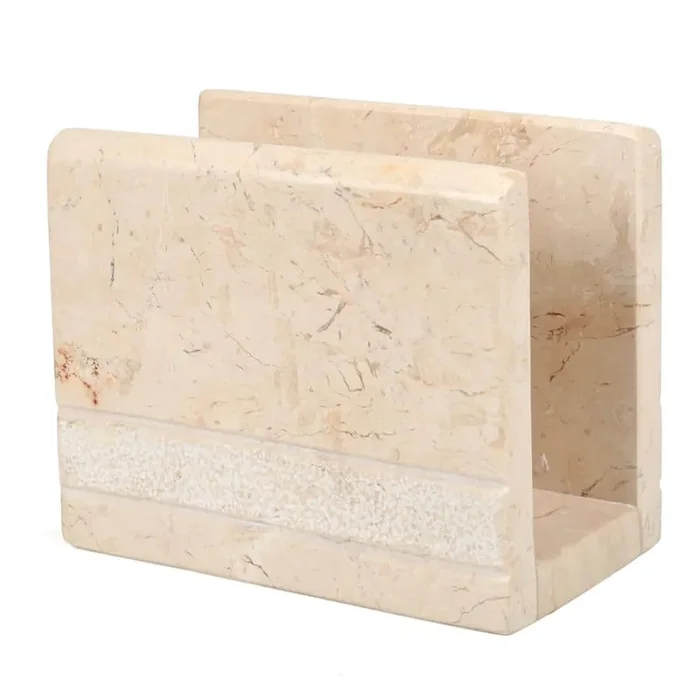 Beige Natural Champagne Marble Hand Carved Style Dispenser Dinning table Napkin Holder Stand