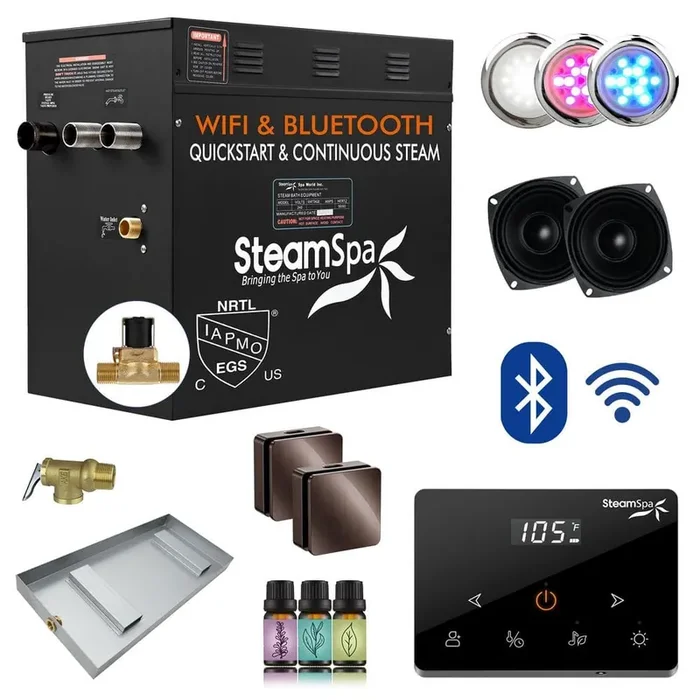 Black Series 10500-Watt Steam Generator with Fully Wireless Remote, Bluetooth WiFi and Auto Drain in Oil Rubbed Bronze