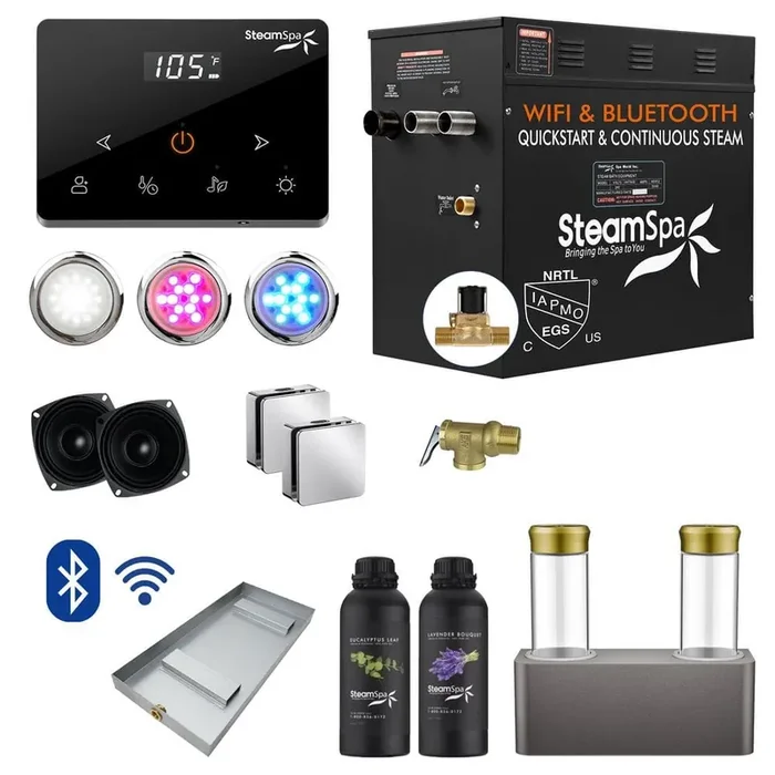 Black Series 10500-Watt Steam Generator with Wireless Remote, BLUETOOTH, WIFI and Dual Aroma Pump in Polished Chrome