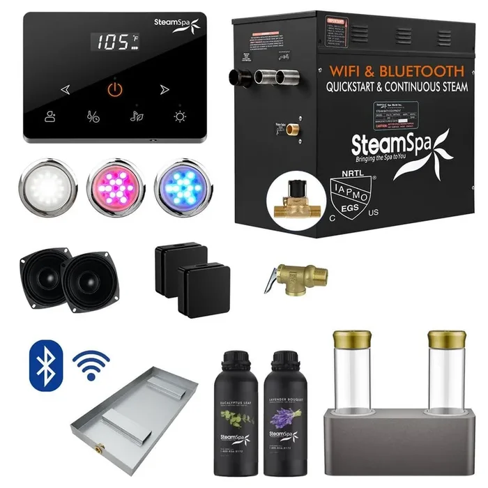 Black Series 12000-Watt Steam Generator with Wireless Remote, BLUETOOTH, WIFI and Dual Aroma Pump in Matte Black