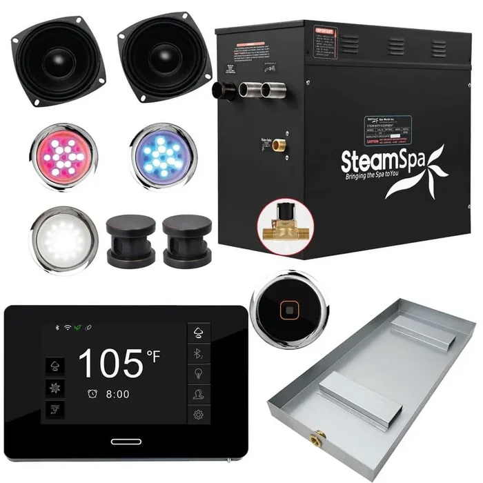 Black Series 12kW Steam Bath Generator with Wireless Bluetooth/Wifi Operation and Aroma Scent Pump in Oil Rubbed Bronze