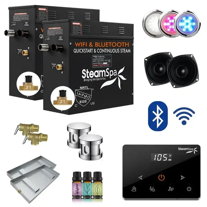 Black Series 15000-Watt Steam Generator with Fully Wireless Remote Bluetooth Wi-Fi and Auto Drain in Polished Chrome