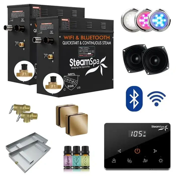 Black Series 18000-Watt Steam Generator with Advanced Touch Screen, Bluetooth WiFi Control and Auto Drain in Gold