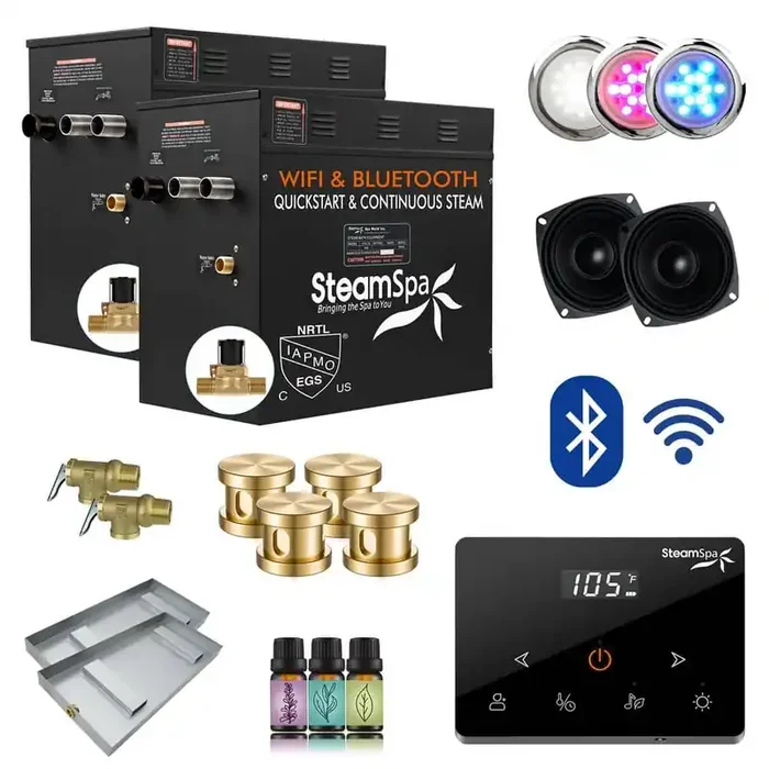 Black Series 21000-Watt Steam Generator with Advanced Touch Screen, Bluetooth WiFi Control and Auto Drain in Gold