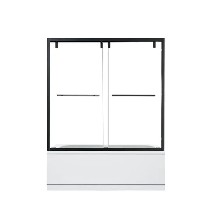 Brescia 60 in. W x 58 in. H Double Sliding Framed Tub Door in Matte Black